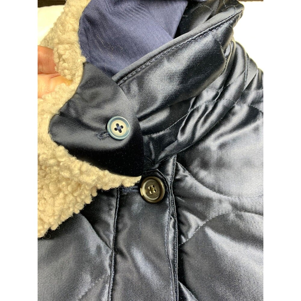 J Crew Collection Quilted Cocoon Coat XXL Navy Sherpa Collar Primaloft NWT - Picture 11 of 14
